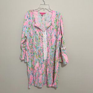 Lilly Pulitzer Size XL Unicorn of the Sea Hollie Tunic Dress 3/4 Sleeve